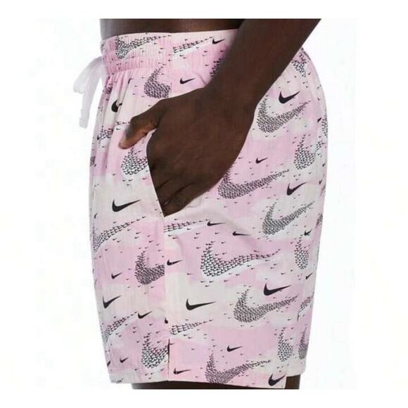 Men's Nike Swim Collage 5’’ Volley Shorts Swim Shorts Pink AOP Men’s XXL - Picture 4 of 5